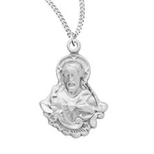 Sterling Scapular Sacred Heart of Jesus Cut Out with 18&quot; Chain