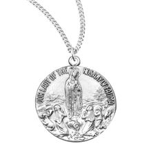 Round Our Lady of Fatima Sterling Medal with 18&quot; Chain