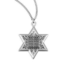 Sterling Star of David with Commandments with 18" Chain