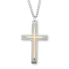 Sterling Two-Tone Cross with 24&quot; Chain
