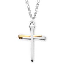 Sterling Two-Tone Nail Cross with 24&quot; Chain