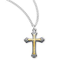Sterling Two-Tone in Cross with 18" Chain