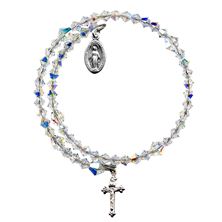 CHILD'S PRECIOSA CRYSTAL WRAP ROSARY BRACELET WITH MIRACULOUS MEDAL