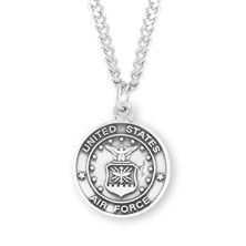 Round Sterling Air Force St. Michael Medal with 24&quot; Chain