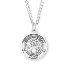 Round Sterling Army St. Michael Medal with 24&quot; Chain