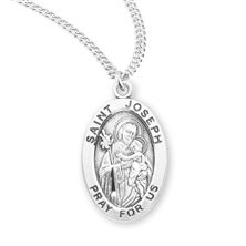Oval St. Joseph Sterling Medal with 20&quot; Chain