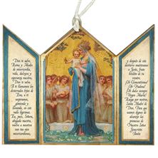 SPANISH MADONNA AND CHILD TRIPTYCH ORNAMENT