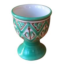 HANDPAINTED PORCELAIN EGG CUP (BY MONASTERY OF BETHLEHEM) - EMERALD