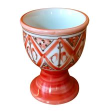 HANDPAINTED PORCELAIN EGG CUP  (BY MONASTERY OF BETHLEHEM) - TERRACOTTA