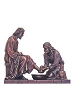 CHRIST WASHING FEET OF APOSTLES - COLD CAST BRONZE - 8"