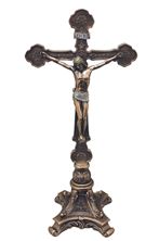 ORNATE STANDING CRUCIFIX IN COLD-CAST BRONZE - 13"
