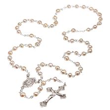 White Freshwater Pearl Rosary Sterling Crucifix and Miraculous Medal Centerpiece