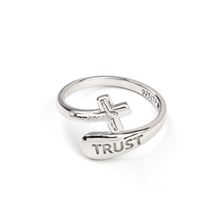STERLING SILVER WRAP RING - CRUCIFIX WITH TRUST