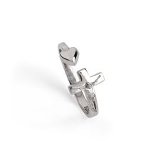 STERLING SILVER RING - CRUCIFIX WITH HEART
