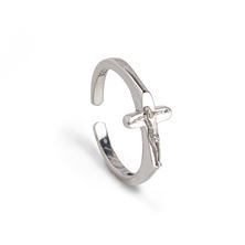 STERLING RING - CRUCIFIX FLAT TOP