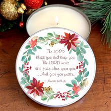 THE LORD BLESS YOU - NUMBERS 6:24-26 (HOLLY BERRY) - BIBLICAL OIL CANDLE TIN