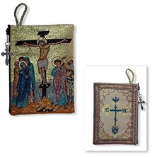 CRUCIFIXION ICON - TAPESTRY ROSARY POUCH