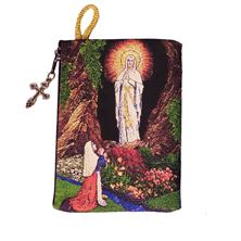 OUR LADY OF LOURDES - TAPESTRY ROSARY POUCH