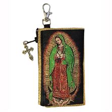 OUR LADY OF GUADALUPE TAPESTRY ROSARY POUCH KEY CHAIN