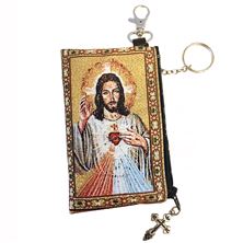 DIVINE MERCY TAPESTRY ROSARY POUCH KEY CHAIN