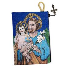 ST. JOSEPH AND CHILD JESUS - TAPESTRY ROSARY POUCH
