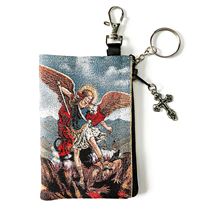 ST. MICHAEL TAPESTRY ROSARY POUCH KEY CHAIN