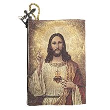 SACRED and IMMACULATE HEARTS ICON - TAPESTRY ROSARY POUCH