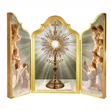 MONSTRANCE WITH ADORING ANGELS TRIPTYCH 13" X 10"