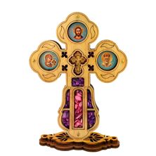 STANDING ICON CROSS WITH CRYSTAL INCENSE - 5 5/8"