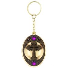 WOODEN CROSS KEYCHAIN WITH STONES Purple