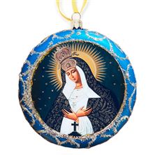 OUR LADY OF MERCY UKRAINIAN ORNAMENT - BLUE