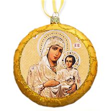 VIRGIN OF JERUSALEM GOLD ICON ORNAMENT