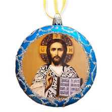 CHRIST THE TEACHER BLUE UKRAINIAN ICON ORNAMENT