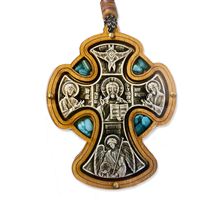 UKRAINIAN CROSS PENDANT WITH CRYSTAL INCENSE - 3"