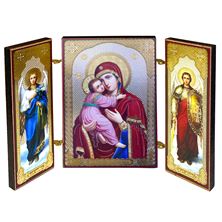 VIRGIN OF VLADIMIR MINIATURE UKRAINIAN TRIPTYCH