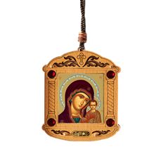 VIRGIN OF KAZAN - MINI WOODEN UKRAINIAN ICON WITH INCENSE