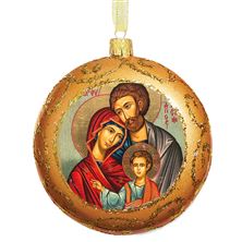 HOLY FAMILY ICON - UKRAINIAN ORNAMENT (GOLD)