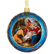 NATIVITY WITH SHEPHERDS - UKRAINIAN ORNAMENT (BLUE)