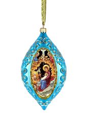 BYZANTINE NATIVITY - BLUE OVAL ORNAMENT