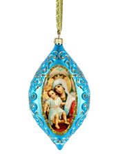 MADONNA and CHILD - BLUE OVAL ORNAMENT