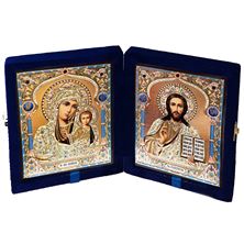 VIRGIN OF KAZAN AND CHRIST THE TEACHER DIPTYCH - 8"