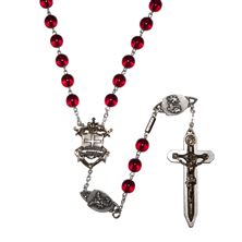 WARRIOR'S ROSARY - LARGE RED BOHEMIAN GLASS