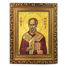SAINT NICHOLAS - FRAMED GREEK ICON 5 ¾” x 7 ¼"