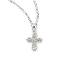 Sterling Silver Cross with Crystal Cubic Zirconia's CZ's on 18&quot; Chain