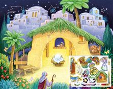 KID'S NATIVITY - ADVENT CALENDAR WITH STICKERS (14" X 11")