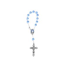 SINGLE DECADE AUTO ROSARY - BLUE ENAMELED MIRACULOUS MEDAL CENTER