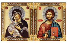VIRGIN OF VLADIMIR AND CHRIST PANTOCRATOR ICON DIPTYCH