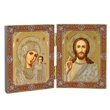 VIRGIN OF KAZAN AND CHRIST THE TEACHER DIPTYCH - 3 1/4"