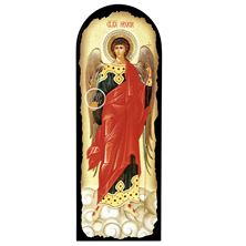ST. MICHAEL ARCHED ICON PLAQUE WITH EASEL BACK