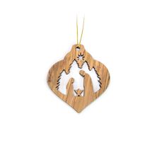 OILVE WOOD NATIVITY ORNAMENT - VINTAGE CHRISTMAS BULB